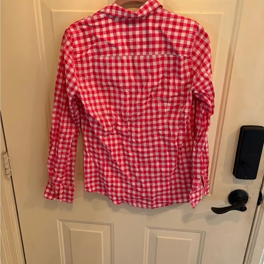 J. Crew Pink and White Button Down Top size S